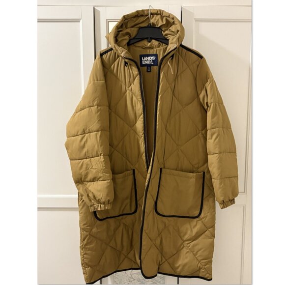 Land’s End Women's Plus Size Insulated Diamond Quilted Maxi Coat - Picture 4 of 7